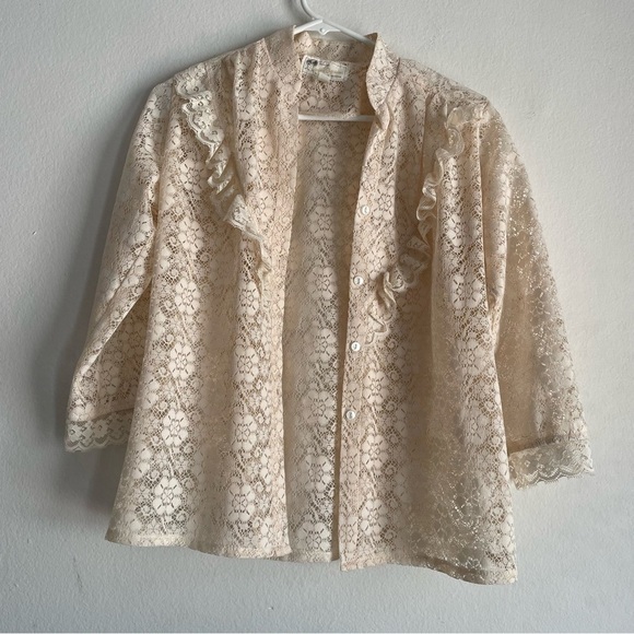 Vintage Sezane style romantic Parisian lace blouse - Picture 1 of 8